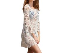 HCDZF Maglieria Scava Fuori Spiaggia Bikini Copricostumi Ladies Vacanze estive Casual Loose Beachwear Sunwear Sunwear Grembiule,Bianca,One Size