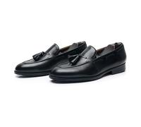 HCDZF Mocassini da Uomo in Pelle con Nappe, Scarpe Casual Slip-on per Ufficio, Matrimoni e Uso Quotidiano,Nero,40 EU