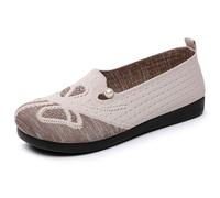HCDZF Scarpe da Ginnastica Casual da Donna Slip on Scarpe in Rete Traspirante per Camminare in Bicicletta,Beige,35 EU