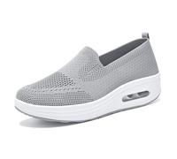 HCDZF Scarpe da Ginnastica Casual da Donna Slip on Scarpe in Rete Traspirante per Camminare in Bicicletta,Grigio,36 EU