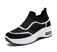 HCDZF Scarpe da Ginnastica Casual Traspiranti in Rete da Donna Scarpe da Ginnastica a Maglia Slip On comode Scarpe da Passeggio,Nero,37 EU