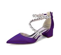 HCDZF Scarpe da Sposa e da Festa con Tacco a Blocco, Raso e Strass da Donna | Cinturino alla caviglia, Confortevole, Punta stretta, Sera, Prom, Abito, Affari, Occasioni formali