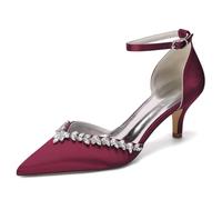 HCDZF Scarpe da Sposa in Satin con Fibbia alla Caviglia e Strass per Donna | elegante. punta chiusa, punta a punta, cinturino alla caviglia, serata, feste, nuziale, affari, occasioni formali