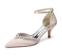 HCDZF Scarpe da Sposa in Satin con Fibbia alla Caviglia e Strass per Donna | elegante. punta chiusa, punta a punta, cinturino alla caviglia, serata, feste, nuziale, affari, occasioni formali