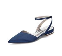 HCDZF Scarpe da Sposa per Donna Décolleté a Punta con Cinturino alla Caviglia Eleganti Tacchi da Cerimonia per Sposa,Dark Blue,39 EU