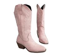 HCDZF Stivali Alti da Cavaliere da Donna Moda Western Stivali da Cowboy,Rosa,37 EU