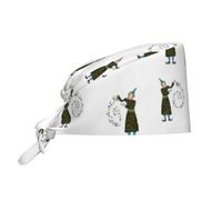 Hceaatb Berretto da lavoro per donne e uomini, con motivo circo dei cartoni animati, per bambini, con fascia per il sudore, regolabile, cappello da infermiera, cappello chirurgico nero