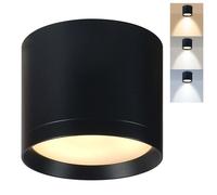 HCFEI 1x Faretto da superficie nero, IP44, Ø85x70 mm, faretto da soffitto a montaggio superficiale con modulo LED 5W 230V 3000K/4000K/6500K, proiettore da soffitto a montaggio superficiale