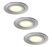 HCFEI 3x Faretti LED da Incasso Argento- Ultra sottile 30mm - Lampada Bianco Caldo 3000K da Incasso per Controsoffitto in Cartongesso - 425 Lumen 5W 230V Dimmerabile IP44 per Bagno Cucina