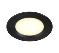 HCFEI Set di 1 faretti da incasso a LED da 12 V, ultra piatto, 3 W, foro da 55 mm, con cavo da 2 m, IP44, per armadi a specchio, vetrine, mobili e armadi (nero, 3000 K)