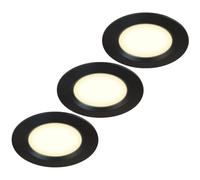 HCFEI Set di 3 faretti da incasso a LED da 12 V, ultra piatti, 3 W, foro da 55 mm, con cavo da 2 m, IP44, per armadi a specchio, vetrine, mobili e armadi (nero, 3000 K)