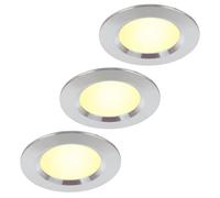 HCFEI Set di 3 faretti da incasso per mobili 12V ultra piatto 3W LED 55mm taglio con cavo da 2M IP44 faretto da soffitto per specchi con armadio, vetrine, mobili e armadi (cromato 3000K)