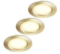 HCFEI Set di 3 faretti da incasso per mobili da 12 V, ultra piatti, 3 W, foro 55 mm, con cavo da 2 m, IP44, per armadi a specchio, vetrine, mobili e armadi (oro 3000 K)
