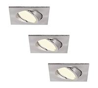 HCFEI Set di 3 faretti LED rettangolari, dimmabili, cromati opachi, orientabili, 5 W, piatti, 230 V, incasso 68 mm, angolo diffusione 120° (bianco caldo)
