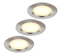 HCFEI Set di 3 faretti per mobili da incasso 12V ultra piatto 3W LED con taglio da 55mm con cavo da 2M IP44 per specchi, vetrine, mobili e armadi (acciaio inox spazzolato 4000K)