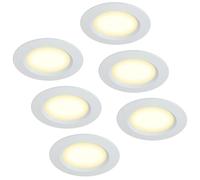 HCFEI Set di 6 faretti da incasso a LED da 12 V, ultra piatti, 3 W, foro da 55 mm, con cavo da 2 m, IP44, per armadi a specchio, vetrine, mobili e armadi (bianco 3000 K)
