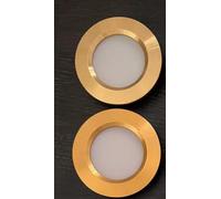 HCFEI Set di 6 faretti da incasso per mobili, 12 V, ultra piatti, 3 W, foro da 55 mm, con cavo da 2 m, IP44, per armadi a specchio, vetrine, mobili e armadi (oro 4000 K)
