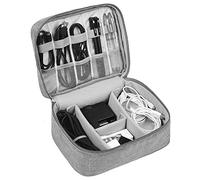HCFGS Borsa Accessori Elettronici Grande Organizer Cavi da Viaggio Doppio Strato Custodia Cavi Resistente All'acqua Antiurto Borsa per Fotocamera, Cavo USB, Schede SD, Hard Disk (Grigio)