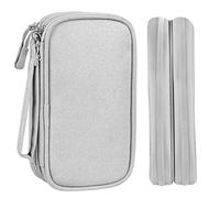 HCFGS Organizer Cavi, Borsa da Viaggio 3 StratiCustodia Cavi Resistente All'acqua Borsa da Piccoli con Braccialetto Pochette Antiurto per Cavi USB, Schede SD, Hard Disk, Telefono, Auricolari (Grigio)