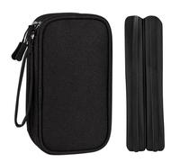 HCFGS Organizer Cavi, Borsa da Viaggio 3 StratiCustodia Cavi Resistente All'acqua Borsa da Piccoli con Braccialetto Pochette Antiurto per Cavi USB, Schede SD, Hard Disk, Telefono, Auricolari (Nero)