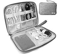 HCFGS Organizer Cavi, Borsa da Viaggio Custodia Cavi Resistente All'acqua Borsa da Piccoli con Braccialetto Pochette Antiurto per Cavi USB, Schede SD, Caricabatterie, Hard Disk (Grigio)