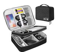 HCFGS Organizer Cavi da Borsa Viaggio Tre Strati Custodia Cavi Resistente Grande All'acqua Antiurto Borsa per Fotocamera, iPad, Cavo USB, Schede SD, Caricabatterie, Hard Disk (Nero)