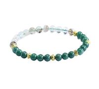 HCGX Bracciale da donna in vera giada, bracciale elasticizzato con perline di giadeite d'acqua blu grado A e cristallo fantasma verde for alleviare lo stress durante la meditazione yoga, 6 mm