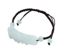 HCGX Bracciale da donna in vera giada - con ciondoli placca Pixiu in giadeite Myanmar di tipo A for buona fortuna, ricchezza Fengshui, cordino rosso regolabile cera ghiaccio 8 mm(Red)