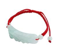 HCGX Bracciale da donna in vera giada - con ciondoli placca Pixiu in giadeite Myanmar di tipo A for buona fortuna, ricchezza Fengshui, cordino rosso regolabile cera ghiaccio 8 mm(Black)