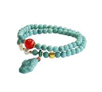HCGX Bracciale da donna in vera giada - elasticizzato con doppio anello di giadeite Myanmar tipo A perline Lanshui 6 mm, ciondolo PiXiu Wealth e confezione regalo