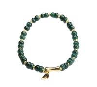 HCGX Bracciale da donna in vera giada - elastico con perline di giadeite tipo A abbaco 5 mm e ciondolo, gioielli Fengshui buona fortuna for la meditazione, yoga, confezione regalo inclusa
