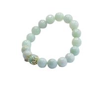 HCGX Bracciale da donna in vera giada - rigido con perline di giadeite verde tipo A for fortuna e ricchezza, bracciale elastico elasticizzato lucidato a mano 10 mm for la meditazione lo yoga