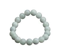 HCGX Bracciale Donna in Giada Bianca, con Perline Rotonde Verde Chiaro di Giadeite Grado A, Amuleto Fengshui Buona Fortuna e Ricchezza for la Meditazione Yoga, Elastico da 10 mm