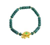 HCGX Bracciale Donna in Giada, con Perline Abaco d'Acqua Blu di Giadeite Grado A Ciondolo Ruyi, Amuleto Buona Fortuna Fengshui for la Meditazione Yoga, Elastico Elasticizzato