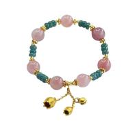 HCGX Bracciale Donna in Giada Quarzo Rosa, Elasticizzato con Perline Abaco di Giadeite Acqua Blu Grado A for Antistress Meditazione Yoga, Rigido in Cristallo da 10 mm