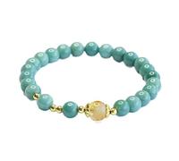 HCGX Bracciale Donna in Vera Giada, Elastico con Perline di Giadeite Myanmar Grado A e Cristallo Citrino for la Meditazione Yoga Fengshui Buona Fortuna, da 6 mm(About6.8mm)