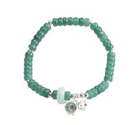 HCGX Bracciale in giada da donna, braccialetto con perline di abbaco d'acqua blu giadeite grado A ciondolo a forma giglio in argento S925, buona fortuna Fengshui for la meditazione yoga, 5 mm