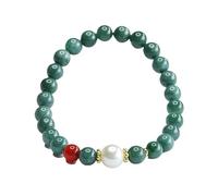 HCGX Bracciale in giada da donna, braccialetto con perline di vera giadeite blu acqua e agata rossa grado A, amuleto buona fortuna Fengshui for la meditazione yoga, elasticizzato 6 mm 7(About7mm)