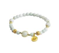 HCGX Bracciale in vera giada da donna - con ciondoli perline di giadeite Myanmar tipo A for buona fortuna, ricchezza Fengshui, amuleto grado ceroso 6 mm for la meditazione