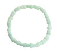 HCGX Bracciale in vera giada da donna - con ciondolo zucca Hulu in giadeite Myanmar di tipo A for buona fortuna, ricchezza Fengshui, gioielli elasticizzati intrecciati a mano 5 mm for la meditazione