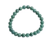 HCGX Bracciale in vera giada da donna - con perline di giadeite d'acqua blu tipo A for buona fortuna, ricchezza Fengshui, cordino elastico lucido 7 mm for la meditazione yoga