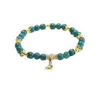 HCGX Bracciale in vera giada da donna - con perline di giadeite d'acqua blu tipo A portafortuna for buona fortuna Fengshui ricchezza, gioielli elasticizzati intrecciati a mano 6 mm