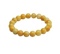 HCGX Bracciale in vera giada da donna - con perline di giadeite gialla tipo A for fortuna e ricchezza, bracciale elastico elasticizzato lucidato a mano 10 mm for la meditazione Yoga