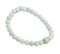 HCGX Bracciale in vera giada da donna - con perline di giadeite Myanmar tipo A for buona fortuna, ricchezza Fengshui, gioielli elasticizzati lucidati a mano 6 mm for la meditazione, lo yoga