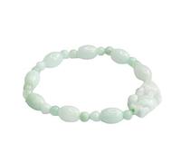 HCGX Bracciale in vera giada da donna - con perline Pixiu in giadeite di tipo A for fortuna e ricchezza, gioielli in cristallo sfumato verde chiaro 7 mm for la meditazione Yoga