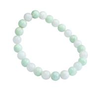 HCGX Bracciale in vera giada da donna - Tipo A con perline di giadeite verde bianco bicolore for buona fortuna Fengshui ricchezza, gioielli elasticizzati 6 mm for la meditazione Yoga