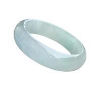 HCGX Bracciale rigido da donna in vera giada - in bianca Myanmar traslucida come il ghiaccio, bracciale con pietra di verde chiaro, regalo gioielli for buona fortuna, 53-62 mm(5.4cm)