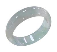 HCGX Bracciale rigido da donna in vera giada - in giadeite del Myanmar traslucida come il ghiaccio, bracciale con pietra floreale galleggiante verde chiaro, regalo di buona fortuna, 52-60 mm(59)