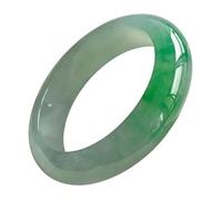 HCGX Bracciale rigido da donna in vera giada - in giadeite del Myanmar traslucida come il ghiaccio, polsino con pietra sfumata metà bianca e verde, regalo di gioielli for buona fortuna, 51-60 mm(58mm)