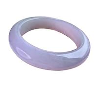 HCGX Bracciale rigido da donna in vera giada - in lavanda Myanmar traslucida come il ghiaccio, polsino in pietra viola regalo di gioielli for buona fortuna, 52-60 mm(53mm)